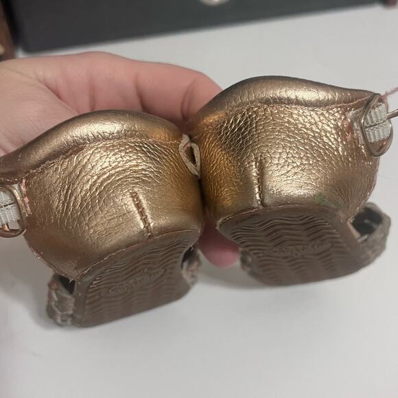 Monkeyfeet 12/18m (6Y) Braided Boho Sandals Rose Gold Toddler Shoes - Picture 2 of 5